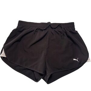 Puma Womens Running Shorts Black Elastic Waist Mesh Liner Small 3 Inch Inseam
